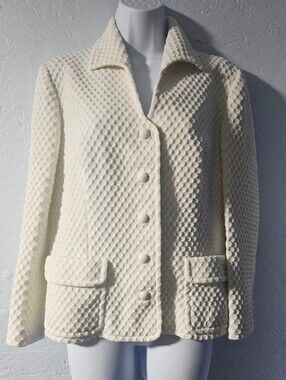 Vintage 70s Butte Knit White Textured Blazer